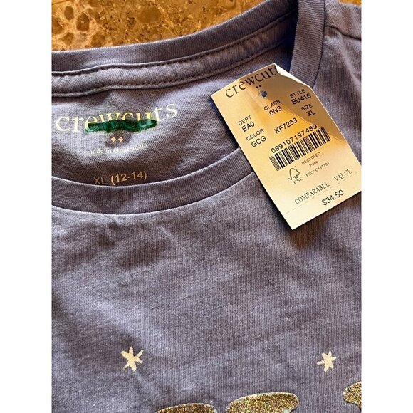 J. Crew Glitter Chill Graphic Tee in Blue XLarge Girls New Womens Long Sleeve - Picture 5 of 6